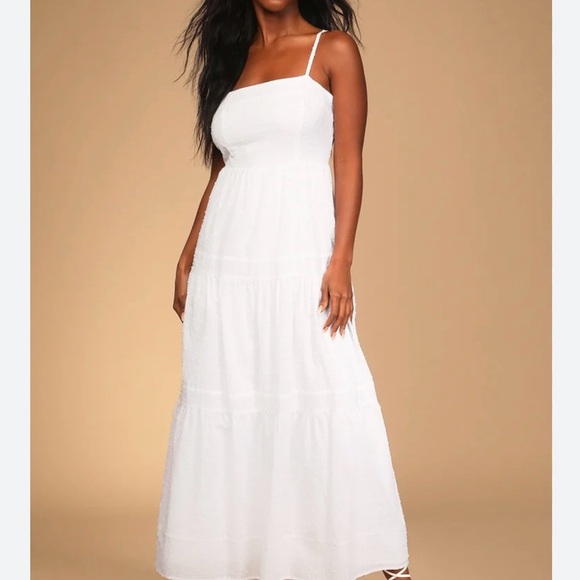 Lulu's White Sleeveless Maxi Dress with Spaghetti Straps - Picture 1 of 14